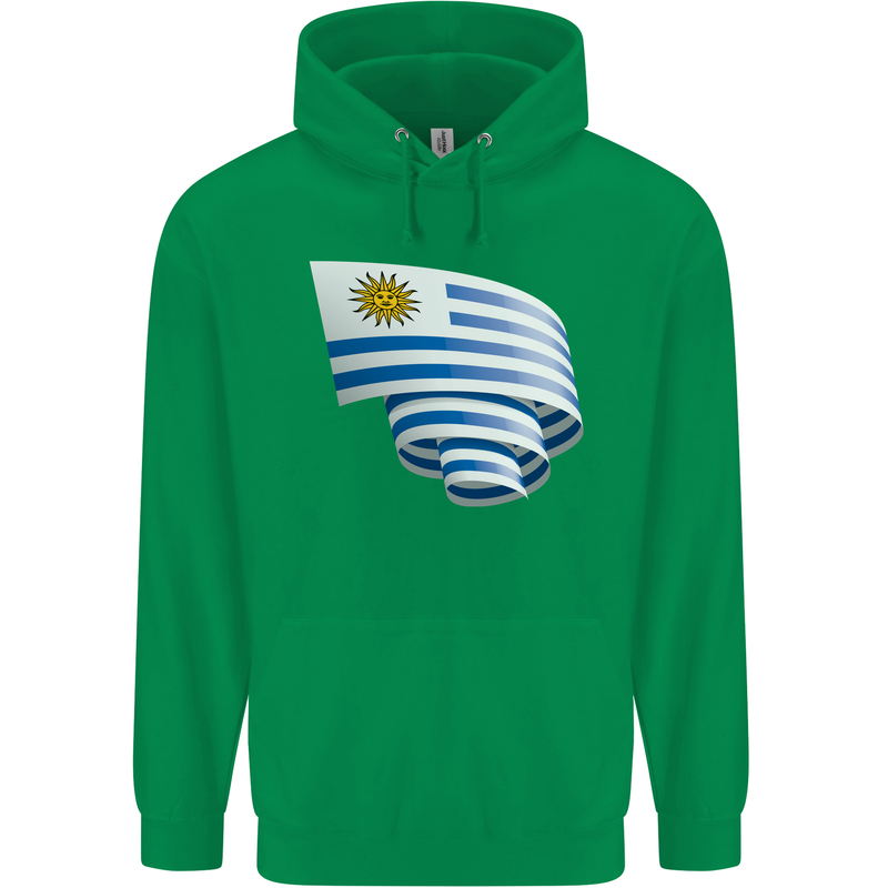 Curled Uruguay Flag Uruguayan Day Football Childrens Kids Hoodie Irish Green