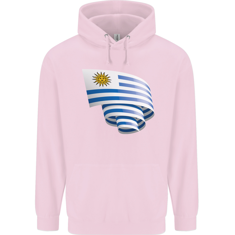Curled Uruguay Flag Uruguayan Day Football Childrens Kids Hoodie Light Pink