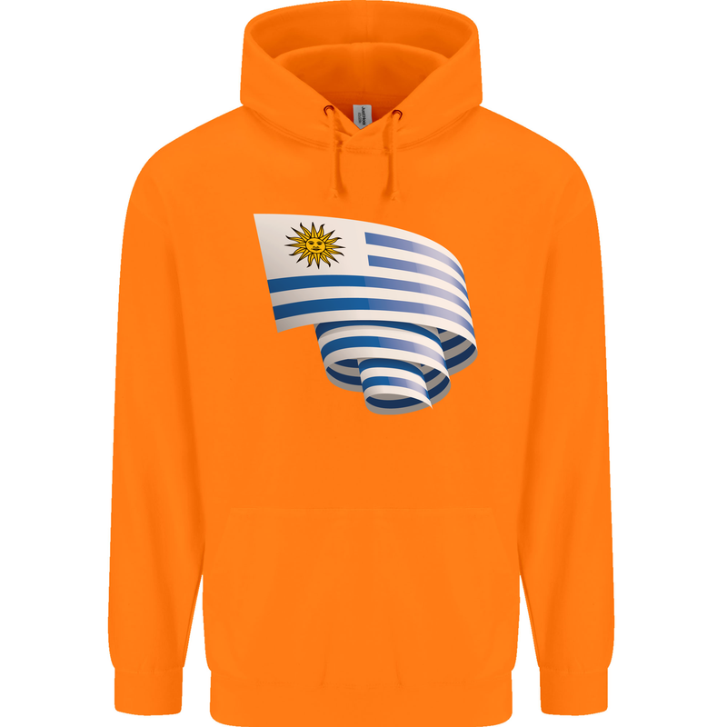 Curled Uruguay Flag Uruguayan Day Football Childrens Kids Hoodie Orange