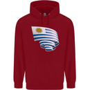 Curled Uruguay Flag Uruguayan Day Football Childrens Kids Hoodie Red
