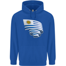 Curled Uruguay Flag Uruguayan Day Football Childrens Kids Hoodie Royal Blue