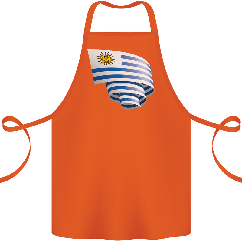 Curled Uruguay Flag Uruguayan Day Football Cotton Apron 100% Organic Orange