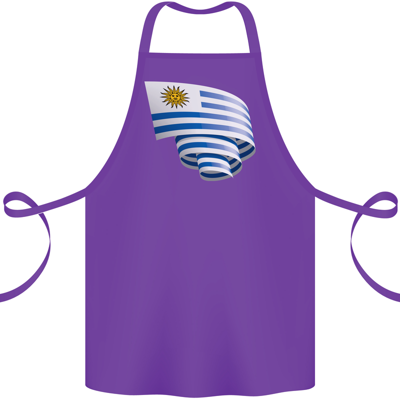 Curled Uruguay Flag Uruguayan Day Football Cotton Apron 100% Organic Purple