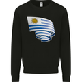 Curled Uruguay Flag Uruguayan Day Football Kids Sweatshirt Jumper Black