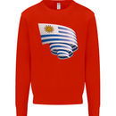 Curled Uruguay Flag Uruguayan Day Football Kids Sweatshirt Jumper Bright Red