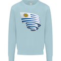 Curled Uruguay Flag Uruguayan Day Football Kids Sweatshirt Jumper Light Blue