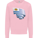 Curled Uruguay Flag Uruguayan Day Football Kids Sweatshirt Jumper Light Pink