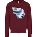 Curled Uruguay Flag Uruguayan Day Football Kids Sweatshirt Jumper Maroon