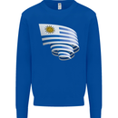 Curled Uruguay Flag Uruguayan Day Football Kids Sweatshirt Jumper Royal Blue