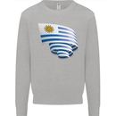 Curled Uruguay Flag Uruguayan Day Football Kids Sweatshirt Jumper Sports Grey