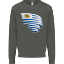 Curled Uruguay Flag Uruguayan Day Football Kids Sweatshirt Jumper Storm Grey