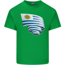 Curled Uruguay Flag Uruguayan Day Football Kids T-Shirt Childrens Irish Green