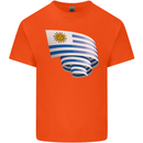 Curled Uruguay Flag Uruguayan Day Football Kids T-Shirt Childrens Orange