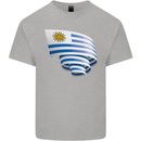 Curled Uruguay Flag Uruguayan Day Football Kids T-Shirt Childrens Sports Grey