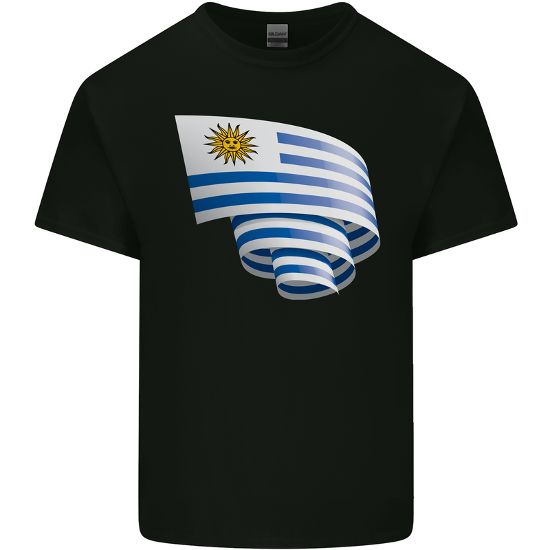 Curled Uruguay Flag Uruguayan Day Football Mens Cotton T-Shirt Tee Top Black