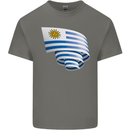 Curled Uruguay Flag Uruguayan Day Football Mens Cotton T-Shirt Tee Top Charcoal