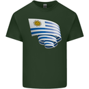 Curled Uruguay Flag Uruguayan Day Football Mens Cotton T-Shirt Tee Top Forest Green