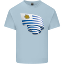 Curled Uruguay Flag Uruguayan Day Football Mens Cotton T-Shirt Tee Top Light Blue