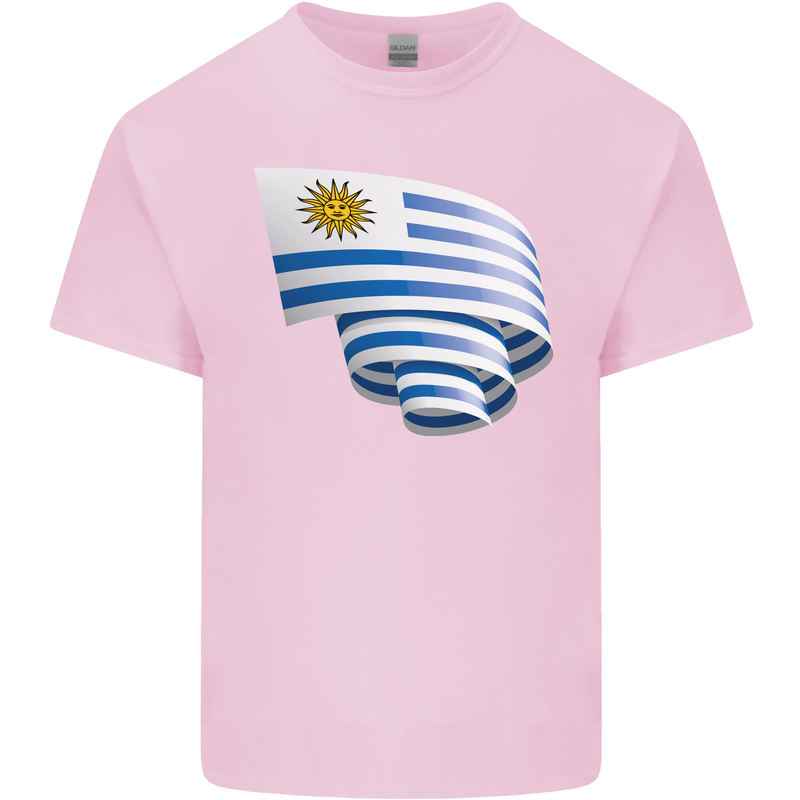 Curled Uruguay Flag Uruguayan Day Football Mens Cotton T-Shirt Tee Top Light Pink