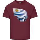 Curled Uruguay Flag Uruguayan Day Football Mens Cotton T-Shirt Tee Top Maroon