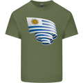 Curled Uruguay Flag Uruguayan Day Football Mens Cotton T-Shirt Tee Top Military Green