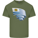 Curled Uruguay Flag Uruguayan Day Football Mens Cotton T-Shirt Tee Top Military Green