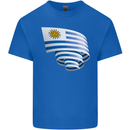 Curled Uruguay Flag Uruguayan Day Football Mens Cotton T-Shirt Tee Top Royal Blue