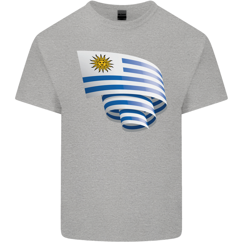 Curled Uruguay Flag Uruguayan Day Football Mens Cotton T-Shirt Tee Top Sports Grey