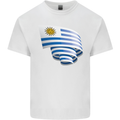 Curled Uruguay Flag Uruguayan Day Football Mens Cotton T-Shirt Tee Top White