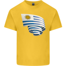 Curled Uruguay Flag Uruguayan Day Football Mens Cotton T-Shirt Tee Top Yellow