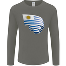 Curled Uruguay Flag Uruguayan Day Football Mens Long Sleeve T-Shirt Charcoal