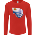 Curled Uruguay Flag Uruguayan Day Football Mens Long Sleeve T-Shirt Red
