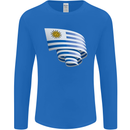 Curled Uruguay Flag Uruguayan Day Football Mens Long Sleeve T-Shirt Royal Blue