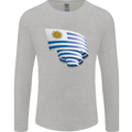 Curled Uruguay Flag Uruguayan Day Football Mens Long Sleeve T-Shirt Sports Grey