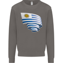 Curled Uruguay Flag Uruguayan Day Football Mens Sweatshirt Jumper Charcoal