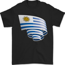 Curled Uruguay Flag Uruguayan Day Football Mens T-Shirt 100% Cotton Black
