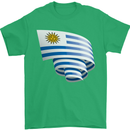 Curled Uruguay Flag Uruguayan Day Football Mens T-Shirt 100% Cotton Irish Green