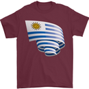 Curled Uruguay Flag Uruguayan Day Football Mens T-Shirt 100% Cotton Maroon