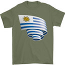 Curled Uruguay Flag Uruguayan Day Football Mens T-Shirt 100% Cotton Military Green