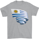 Curled Uruguay Flag Uruguayan Day Football Mens T-Shirt 100% Cotton Sports Grey