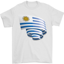 Curled Uruguay Flag Uruguayan Day Football Mens T-Shirt 100% Cotton White