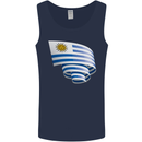 Curled Uruguay Flag Uruguayan Day Football Mens Vest Tank Top Navy Blue
