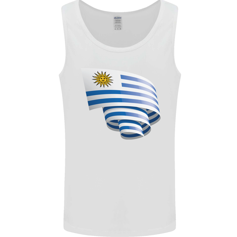 Curled Uruguay Flag Uruguayan Day Football Mens Vest Tank Top White