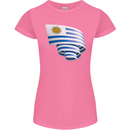 Curled Uruguay Flag Uruguayan Day Football Womens Petite Cut T-Shirt Azalea