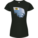 Curled Uruguay Flag Uruguayan Day Football Womens Petite Cut T-Shirt Black
