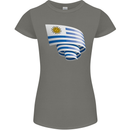 Curled Uruguay Flag Uruguayan Day Football Womens Petite Cut T-Shirt Charcoal