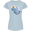 Curled Uruguay Flag Uruguayan Day Football Womens Petite Cut T-Shirt Light Blue