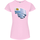 Curled Uruguay Flag Uruguayan Day Football Womens Petite Cut T-Shirt Light Pink