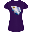 Curled Uruguay Flag Uruguayan Day Football Womens Petite Cut T-Shirt Purple