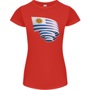Curled Uruguay Flag Uruguayan Day Football Womens Petite Cut T-Shirt Red